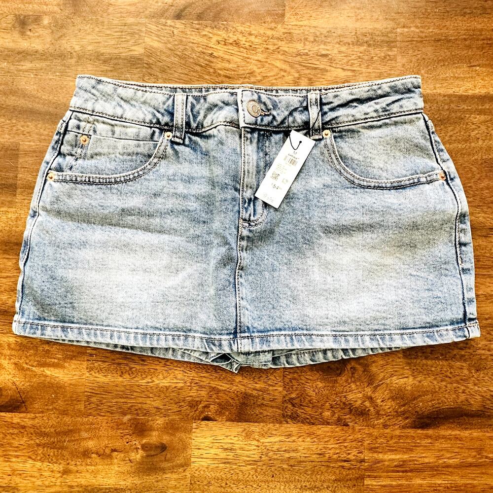 Garage Micro Mini Skort Women Medium Amaris Blue Jean Denim Button Zip Skirt
